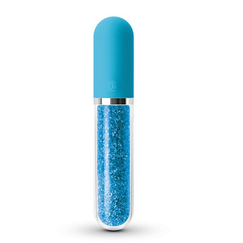 Скляний вібратор із кристалами NS Novelties Stardust Charm блакитний вид 2