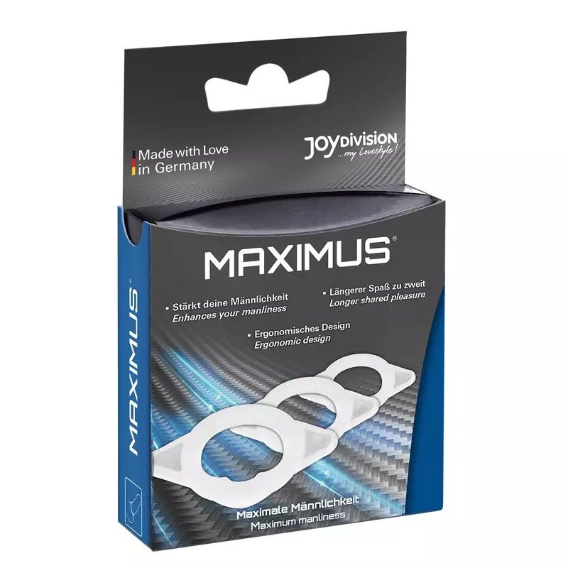 Набір ерекційних кілець Joydivision MAXIMUS XS/S/M з еластичного силікону, прозорі, 3 шт. вид 3