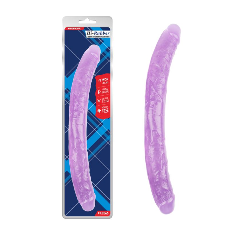 Фалоімітатор двосторонній фіолетовий Chisa Hi-Rubber 46 см *4,7 см вид 2
