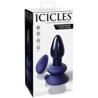 Скляна анальна вібропробка із пультом Pipedream Icicles синя вид 2
