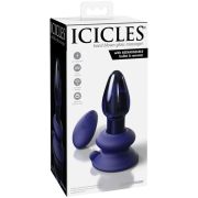 Скляна анальна вібропробка із пультом Pipedream Icicles синя