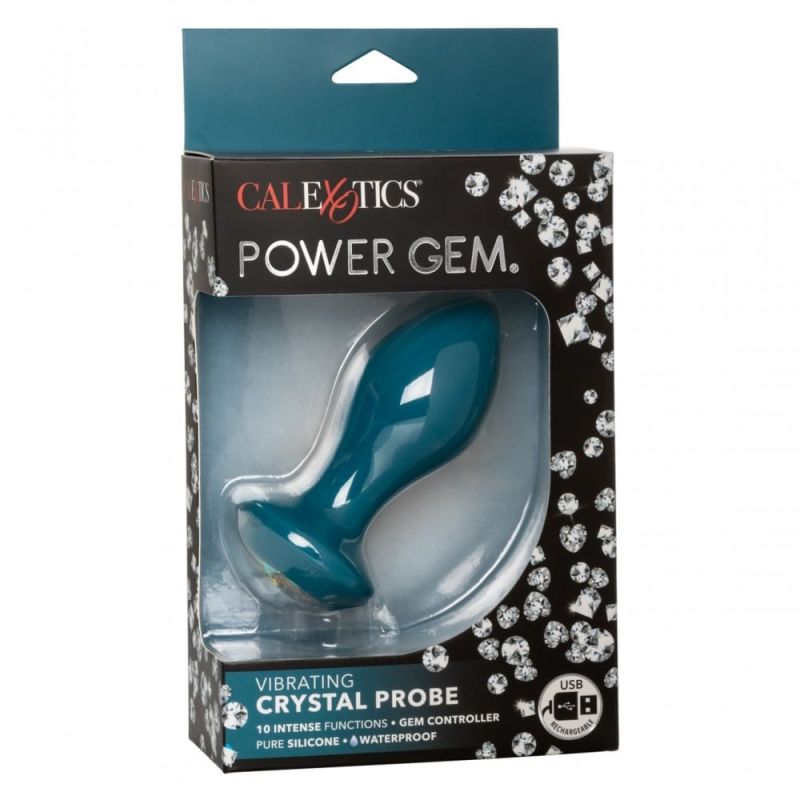 Анальна пробка із вібрацією Vibrating Crystal Probe Блакитна California Exotic вид 9