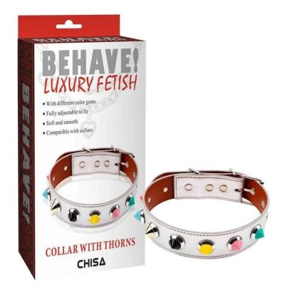 Ошейник с шипами Chisa Behave! Collar With Thorns, белый