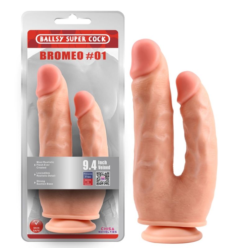 Фалоімітатор подвійний Chisa Ballsy Super Cock Bromeo # 01 на присосці, тілесний вид 2