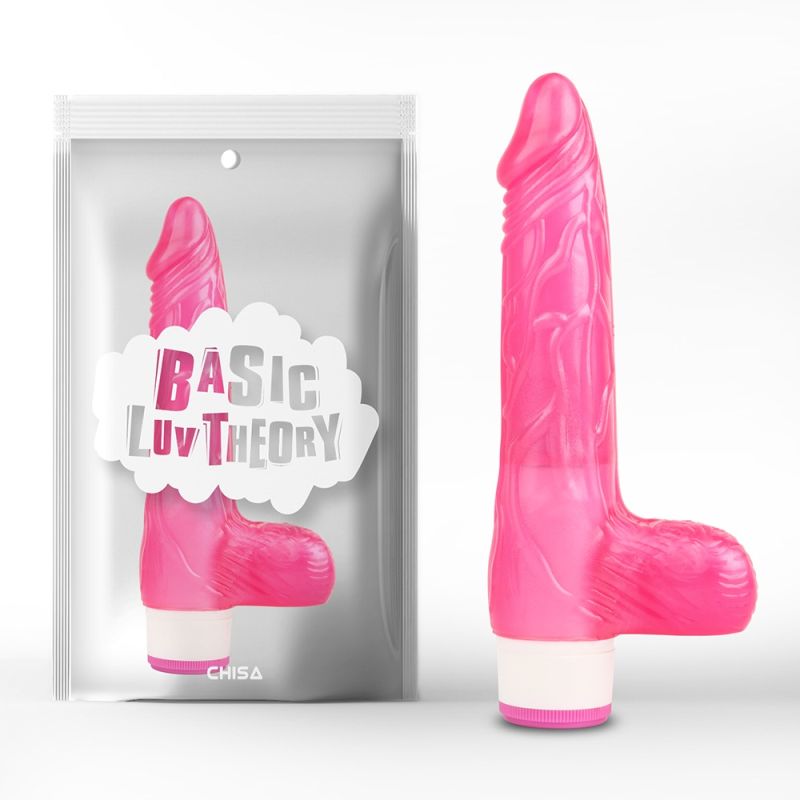 Вібратор з яєчками ребристий Chisa Basic Luv Theory, рожевий вид 2