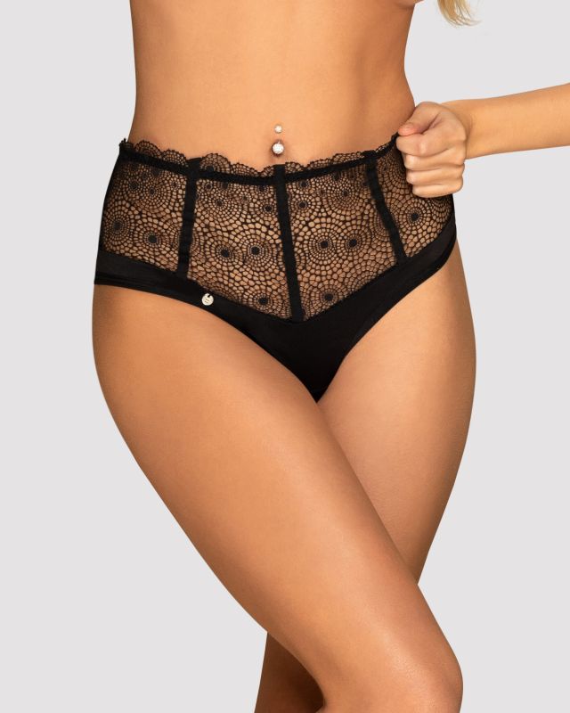 Сексуальні стрінги на високій талії Obsessive Sharlotte panties black L/XL вид 4