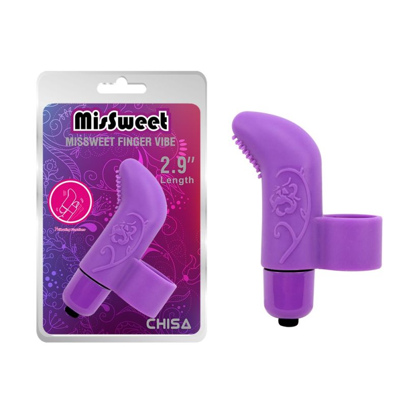 Вібратор для клітора на палець Chisa Mis Sweet Finger Vibe з рельєфом, фіолетовий вид 2