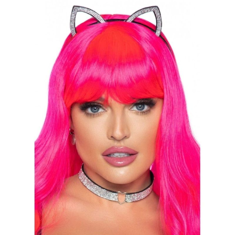 Набір аксесуарів Bling Kitty зі стразами, вуха та чокер вид 2