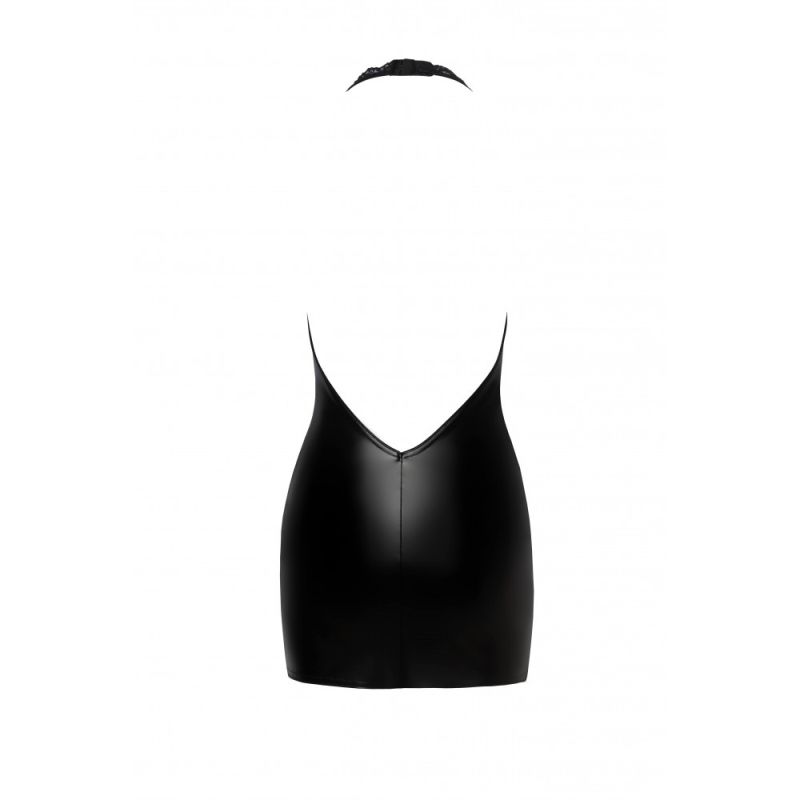 Виниловое мини-платье L F283 Noir Handmade, с кружевом, черное вид 6