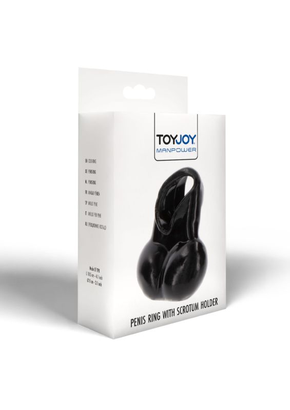 Кільце для пеніса з тримачем для мошонки Toy Joy Manpower чорне вид 7