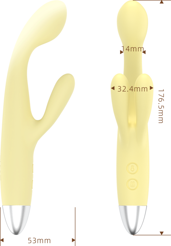 Вібратор-кролик BeYourLover Benben Rabbit для точки G з підігрівом, жовтий, 17,7 × 5,3 см вид 3