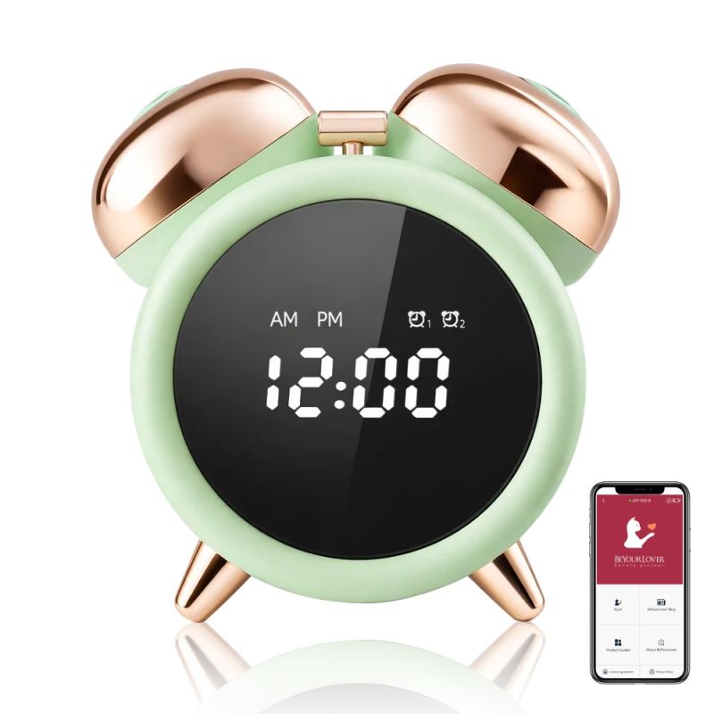 Вібратор-будильник BeYourLover Adult Clock із вакуумною функцією та додатком, зелений вид 2