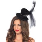 Жіночий міні-циліндр Steampunk Velvet Mini Top Hat від Leg Avenue, чорний вид 2