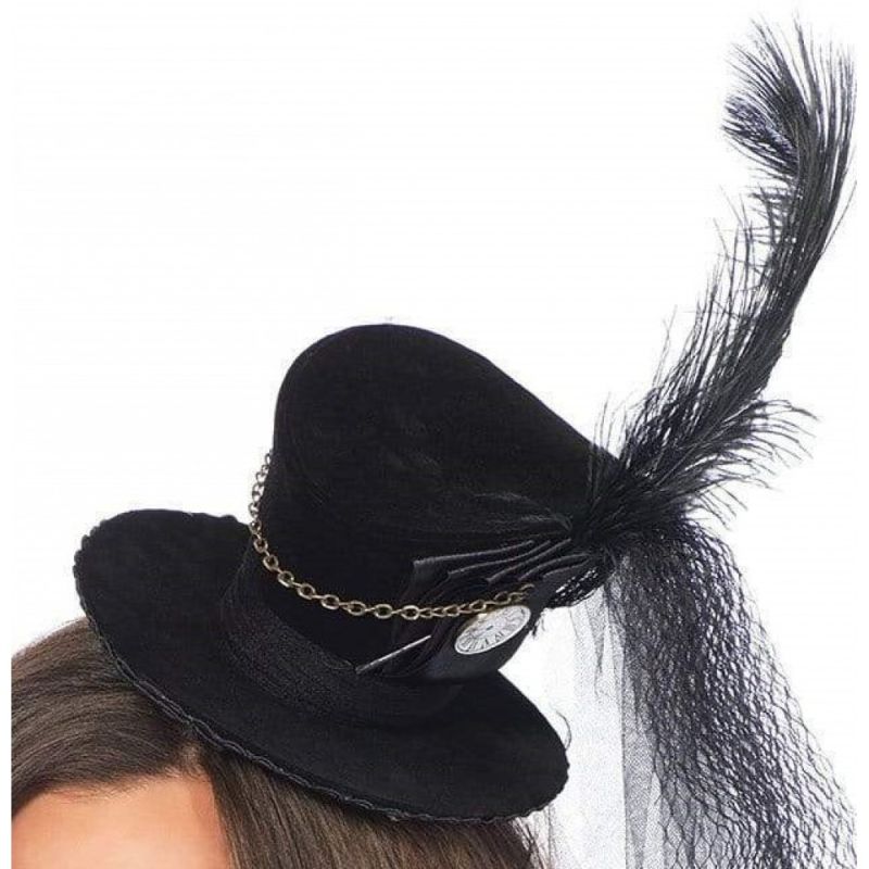 Жіночий міні-циліндр Steampunk Velvet Mini Top Hat від Leg Avenue, чорний вид 3