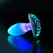 Анальна вібропробка з RGB-підсвічуванням та додатком Illumination The Plug, біла, 10,2 × 3,2 см