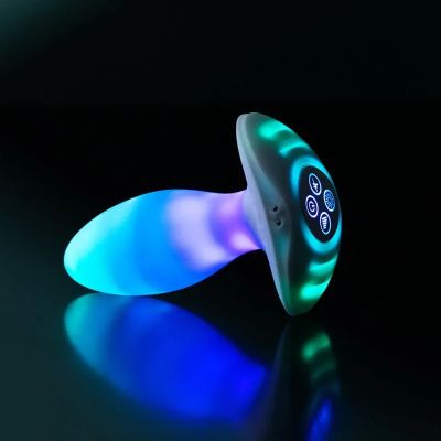 Анальна вібропробка з RGB-підсвічуванням та додатком Illumination The Plug, біла, 10,2 × 3,2 см