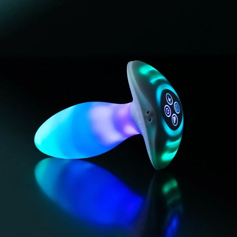 Анальна вібропробка з RGB-підсвічуванням та додатком Illumination The Plug, біла, 10,2 × 3,2 см вид 2