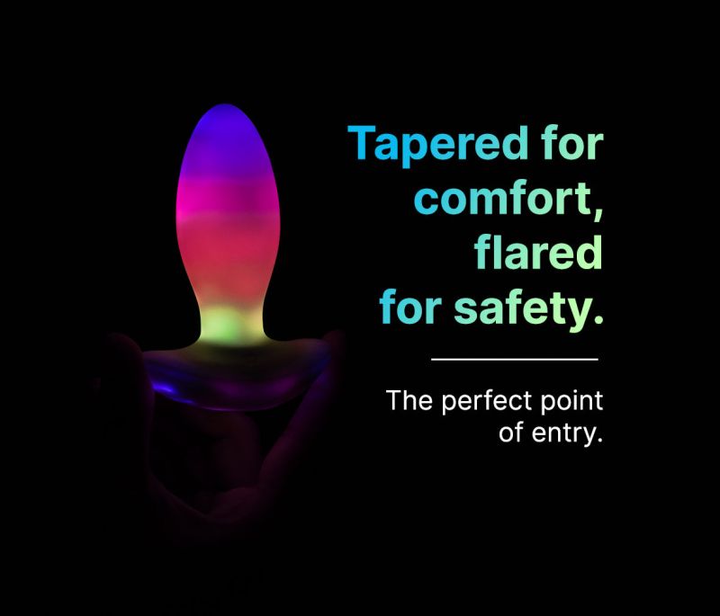 Анальна вібропробка з RGB-підсвічуванням та додатком Illumination The Plug, біла, 10,2 × 3,2 см вид 8
