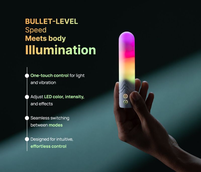 Віброкуля з RGB-підсвічуванням та керуванням через додаток Illumination The Bullet, біла, 12 × 2 вид 6