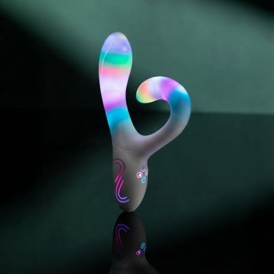 Вібратор-кролик із RGB-підсвічуванням та додатком Paradise Illumination The Rabbit, білий, 21,6 см × 3,8 см