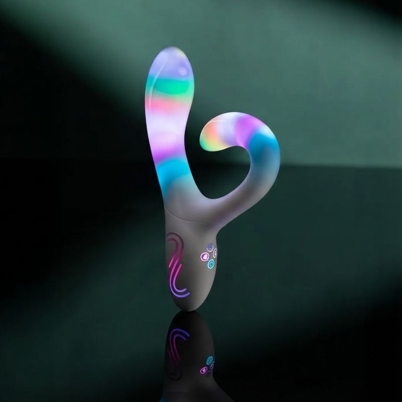 Вібратор-кролик із RGB-підсвічуванням та додатком Paradise Illumination The Rabbit, білий, 21,6 см × 3,8 см вид 2