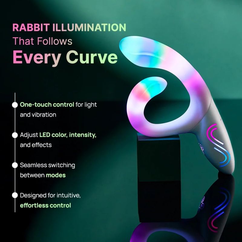 Вібратор-кролик із RGB-підсвічуванням та додатком Paradise Illumination The Rabbit, білий, 21,6 см × 3,8 см вид 5