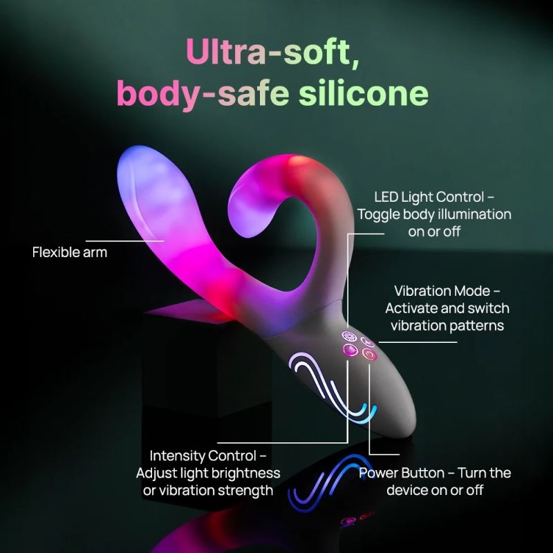 Вібратор-кролик із RGB-підсвічуванням та додатком Paradise Illumination The Rabbit, білий, 21,6 см × 3,8 см вид 6