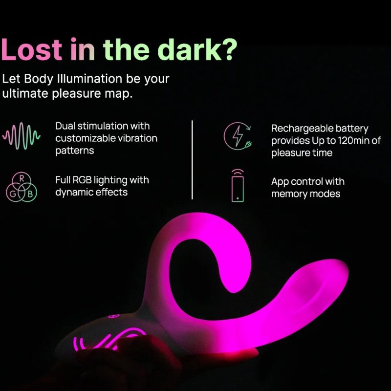 Вібратор-кролик із RGB-підсвічуванням та додатком Paradise Illumination The Rabbit, білий, 21,6 см × 3,8 см вид 8