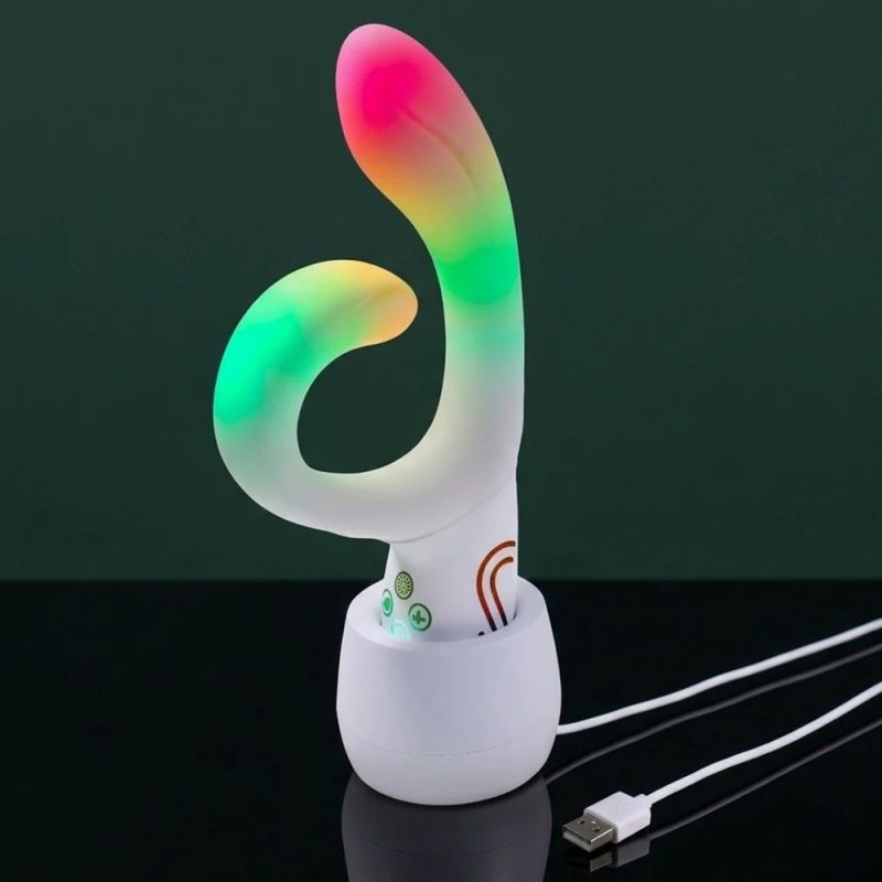 Вібратор-кролик із RGB-підсвічуванням та додатком Paradise Illumination The Rabbit, білий, 21,6 см × 3,8 см вид 9