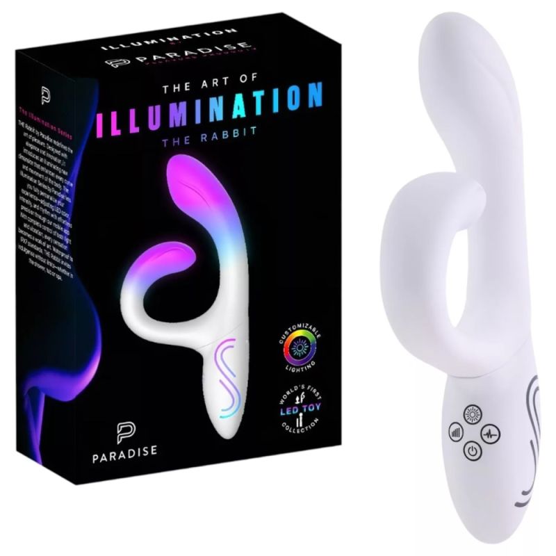 Вібратор-кролик із RGB-підсвічуванням та додатком Paradise Illumination The Rabbit, білий, 21,6 см × 3,8 см вид 13