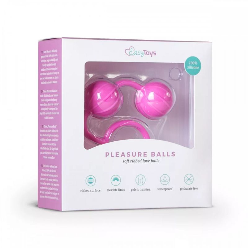 Вагінальні кульки Easytoys Vertical Ribbed Geisha рожеві вид 4
