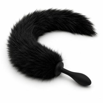 Анальна пробка з силікону DS Fetish із чорним лисячим хвостом, XXS