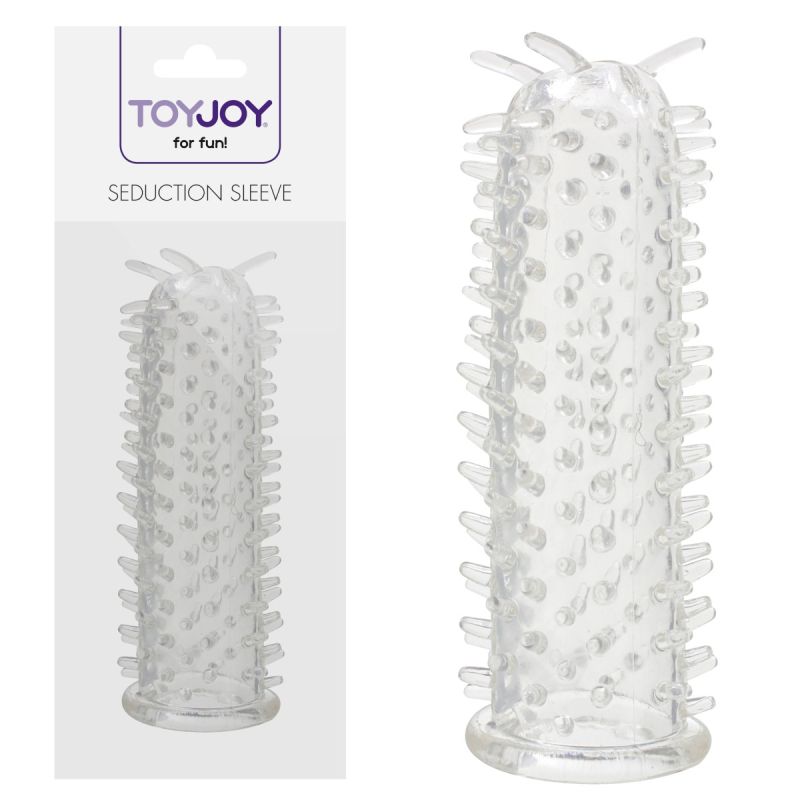 Еластична насадка на пеніс із шипиками ToyJoy Seduction Sleeve, прозора, 11 × 2 см вид 2