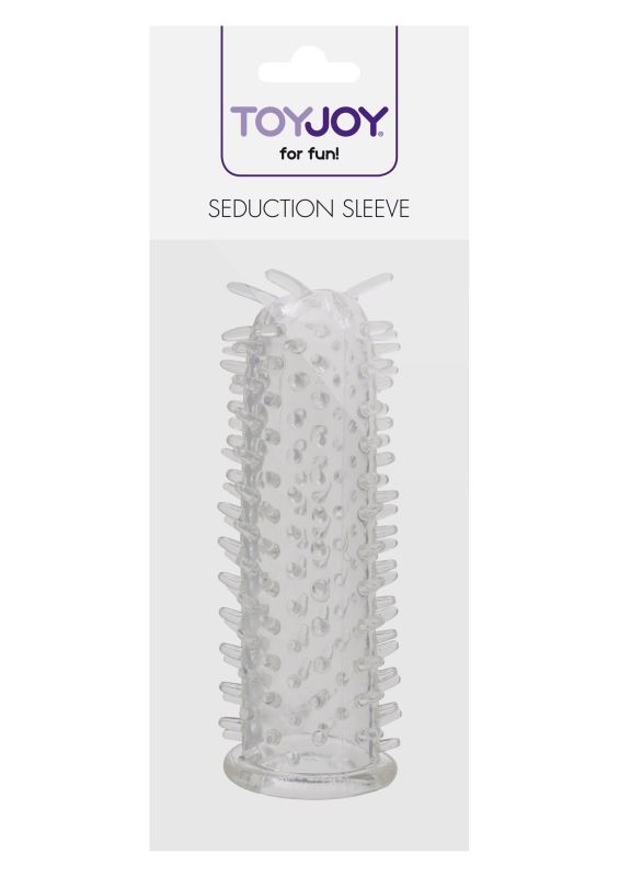 Еластична насадка на пеніс із шипиками ToyJoy Seduction Sleeve, прозора, 11 × 2 см вид 5