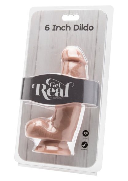 Реалістичний фалоімітатор ToyJoy Get Real Dildo з мошонкою та присоскою, бежевий, 15 × 4 см вид 4