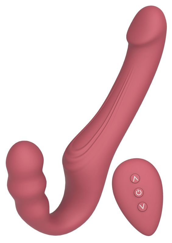 Безремневий страпон із вібрацією та пультом She.E.O Strapless Strap-On, рожевий, 22 × 3,5 см вид 2