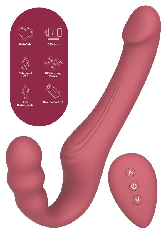 Безремневой страпон с вибрацией и пультом She.E.O Strapless Strap-On, розовый, 22 × 3,5 см вид 4