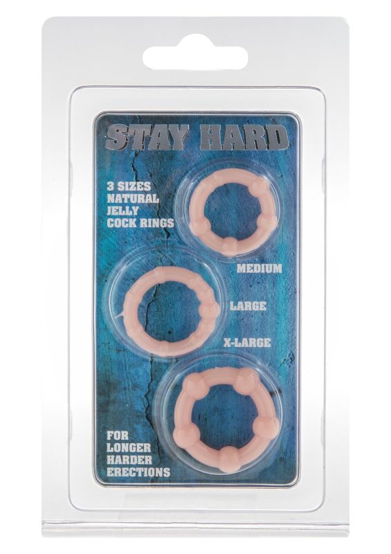 Набір із 3 ерекційних кілець з рельєфом Seven Creations Stay Hard, бежеві вид 3