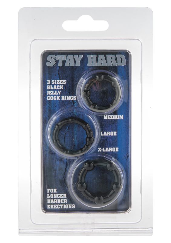 Набір із 3 ерекційних кілець із рельєфом Seven Creations Stay Hard, чорні вид 3