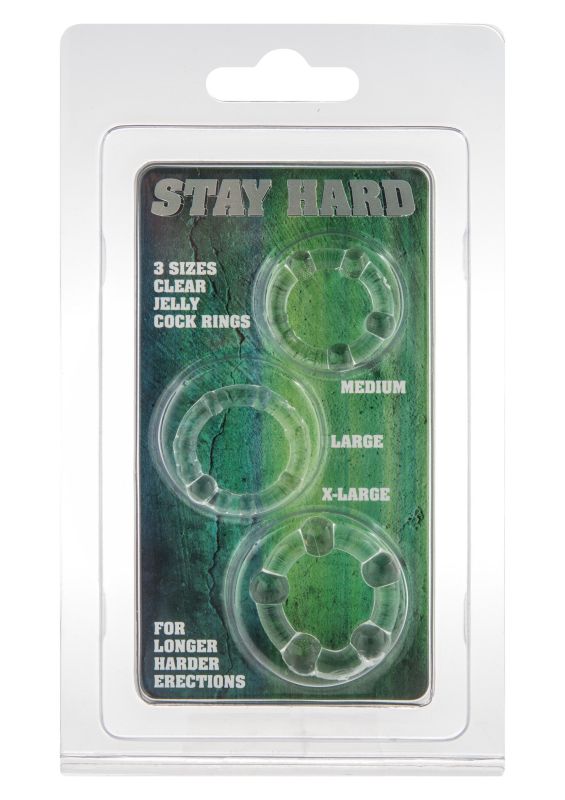 Набір із 3 ерекційних кілець із рельєфом Seven Creations Stay Hard, прозорі вид 3