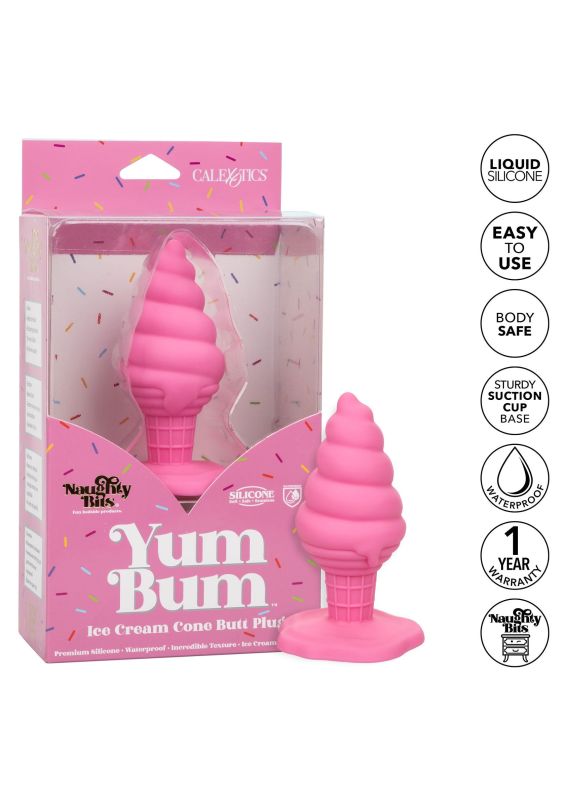 Анальна пробка у формі морозива з присоскою CalExotics Yum Bum Ice Cream Cone, рожева, 9,5 × 4,5 вид 5