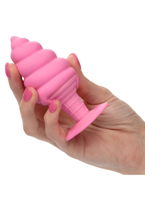 Анальна пробка у формі морозива з присоскою CalExotics Yum Bum Ice Cream Cone, рожева, 9,5 × 4,5 вид 6