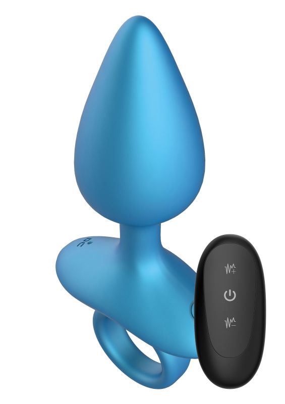 Анальна пробка з вібрацією та пультом Playhouse Smooth Anal Plug, синя, 13 × 4,5 см вид 2
