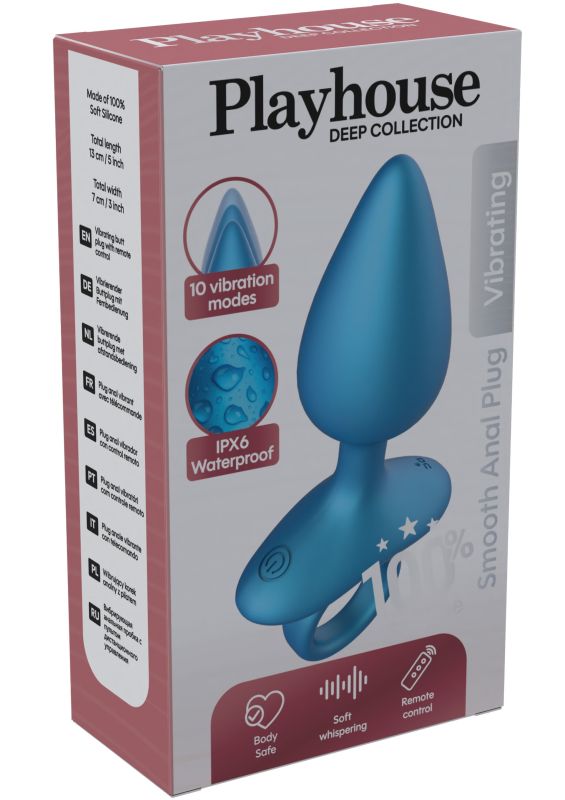 Анальна пробка з вібрацією та пультом Playhouse Smooth Anal Plug, синя, 13 × 4,5 см вид 10