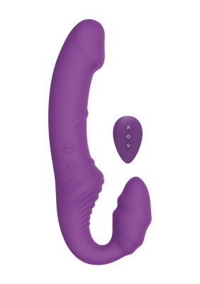 Безремневой страпон с вибрацией и пультом ToyJoy Nymphea, фиолетовый, 20 × 4 см