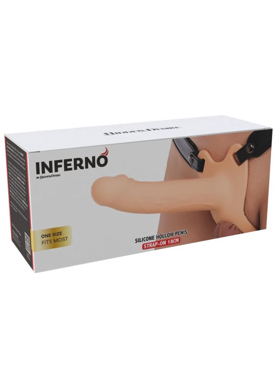 Порожнистий фалопротез із регульованими ременями Hidden Desire Inferno, бежевий, 18 × 4 см вид 7