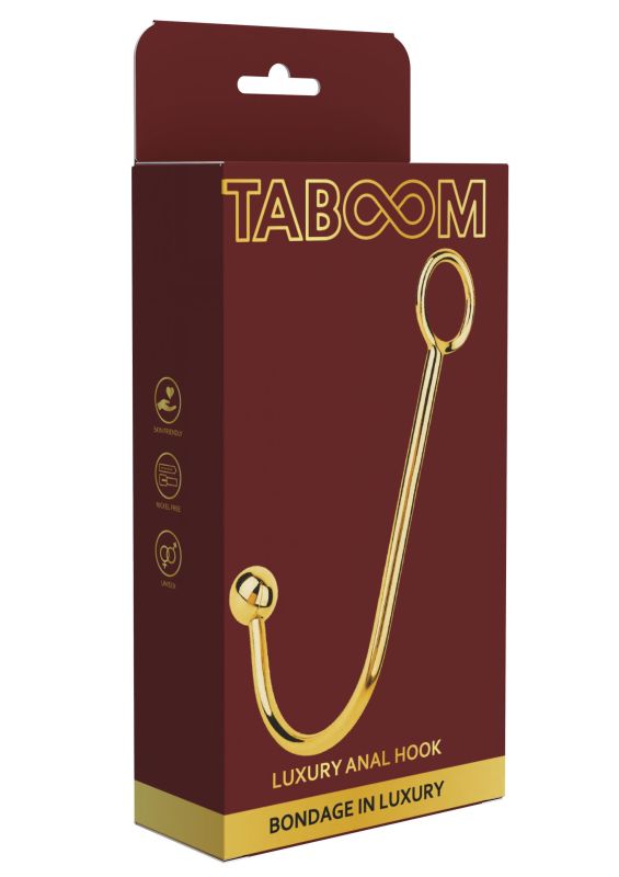 Анальний гак преміум-класу з кільцем для бондажу Taboom Luxury Anal Hook, золотий вид 2