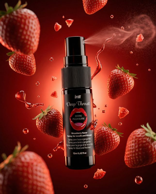 Спрей для глибокого мінета Intt Deep Throat Strawberry зі смаком полуниці, 12 мл вид 4