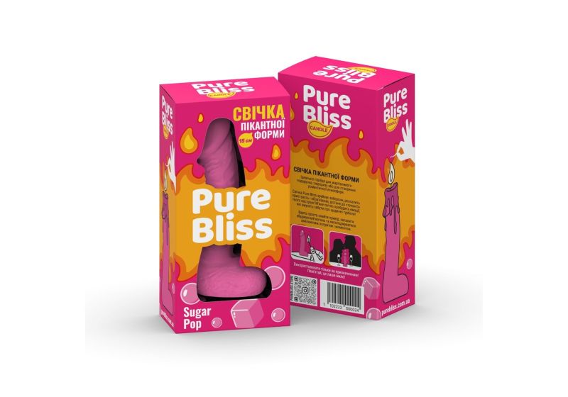 Свічка у формі фалоса Pure Bliss Pink Sugar Pop з ароматом жувальної гумки, 15 см вид 3