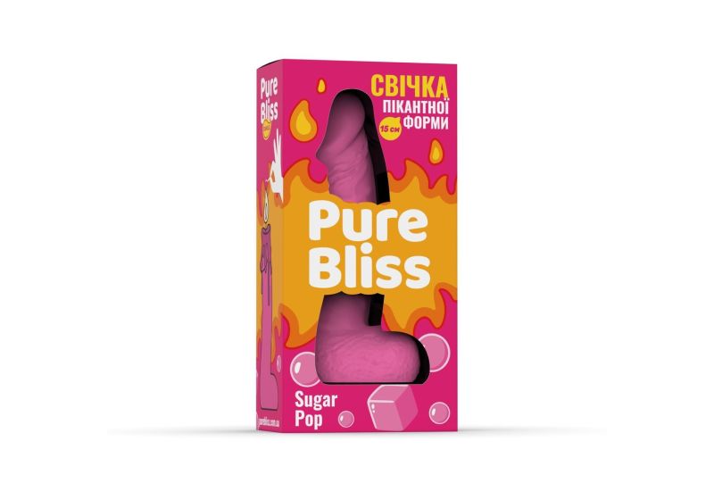 Свічка у формі фалоса Pure Bliss Pink Sugar Pop з ароматом жувальної гумки, 15 см вид 8